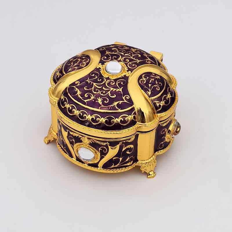 ジュエリーボックス 風 ローズ 薔薇 バラ 花柄 ラインストーン付き 合金製 収納ボックス 白金(x2)