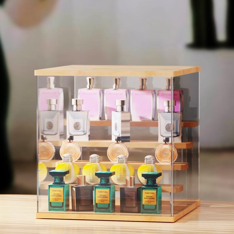 メイクボックス コスメ収納ボックス 香水収納ラック 卓上収納 防塵 大容量 コスメ収納ケース アクリル製 3段 4段 全景展示 前開き(x2)