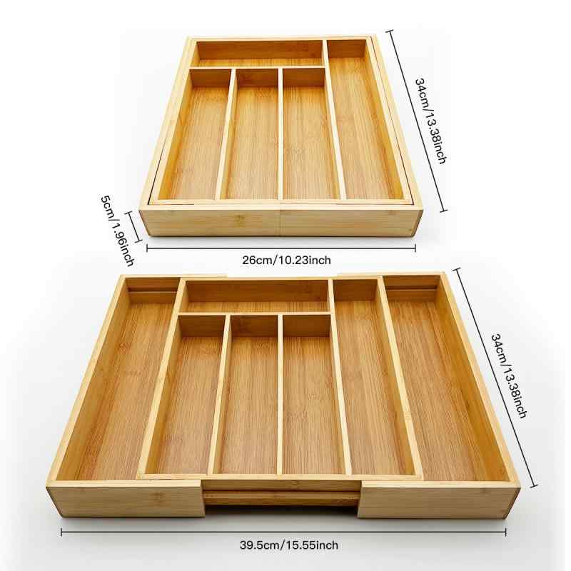 収納ケース レディース 竹製 伸縮式 大容量 多機能 整理整頓 キッチン 卓上 引き出し カトラリー 文房具(x2)