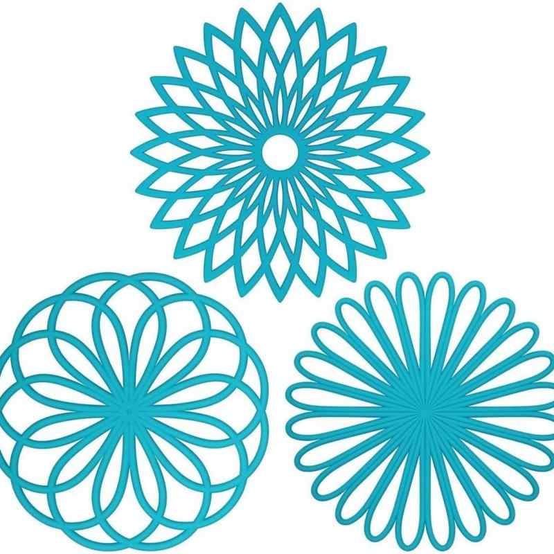 鍋敷き シリコン 耐熱 厚手 天ブルー 草グリーン ローズレッド ダークパープル 断熱マット 砂鍋 鍋つかみ(x5)