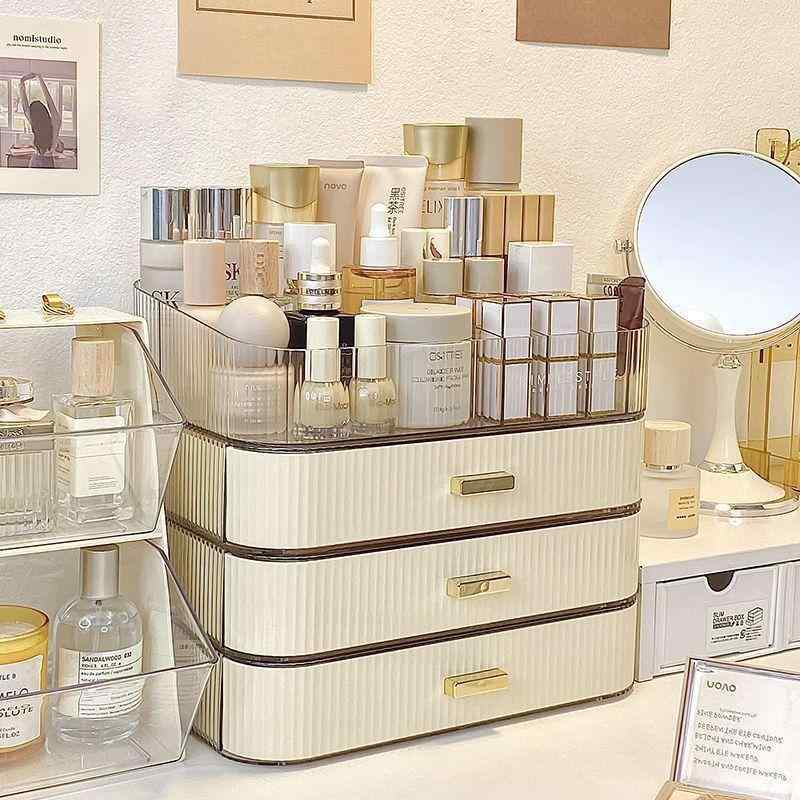 コスメ収納 メイクボックス 卓上 抽斗式 防塵 小物入れ アクリル製 スキンケア 透明 飾り棚