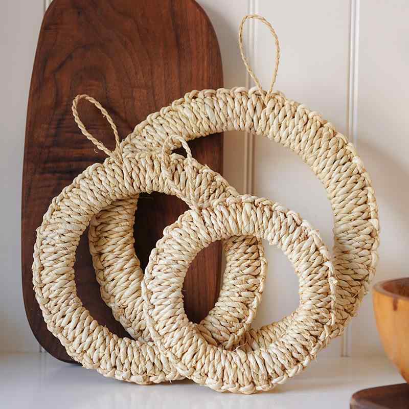 鍋敷き レディース キッチン用品 コースター 食器マット 藁編み 手作り 和風 鍋つかみ 断熱 卓上用品