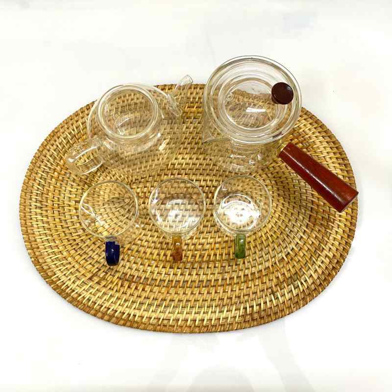 茶托 コースター 茶器 茶道 藤編み 手作り ティーカップ グラス ポット マット シンプル おしゃれ ナチ..