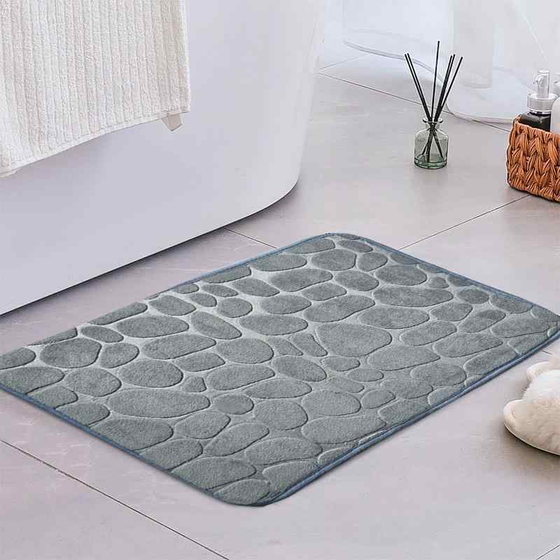 マット レディース 玄関マット バスマット ポリエステル 珊瑚绒 压花 吸水 速乾 滑り止め付き 無地 銀..