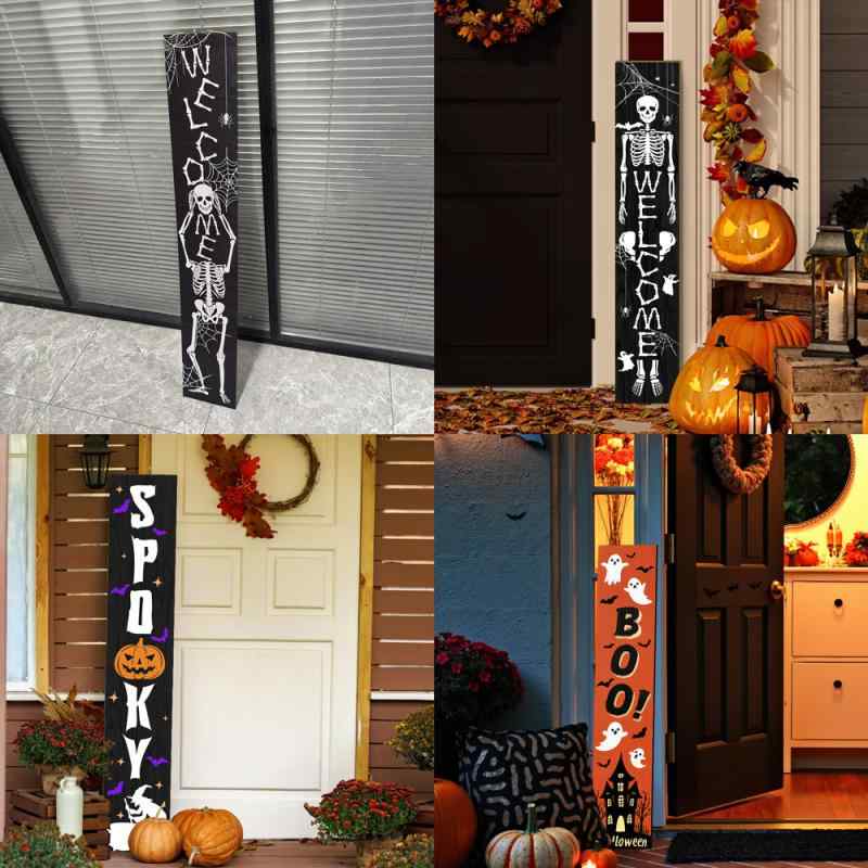 壁掛け ハロウィン 木製 ドア 飾り 壁飾り オーナメント インテリア ホームデコレーション(x2)