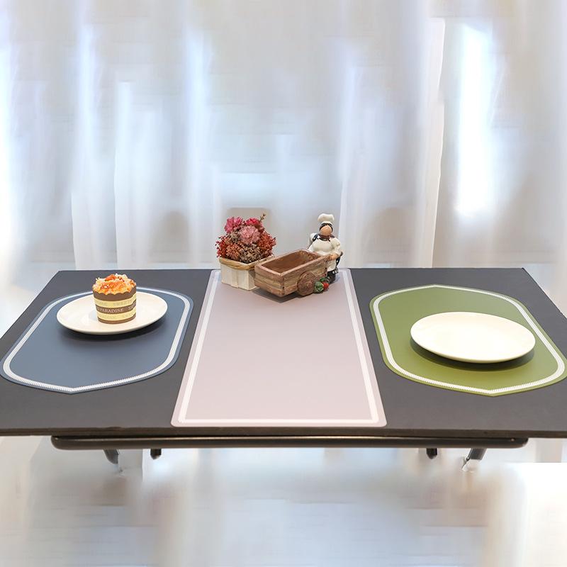 ランチョンマット 子供用 美式 欧美風 シリコン 断熱 耐熱 撥水 滑り止め プレースマット 食事マット 43cm×26cm 棕色 グリーン ダークブルー パープル スカイブルー(x2)