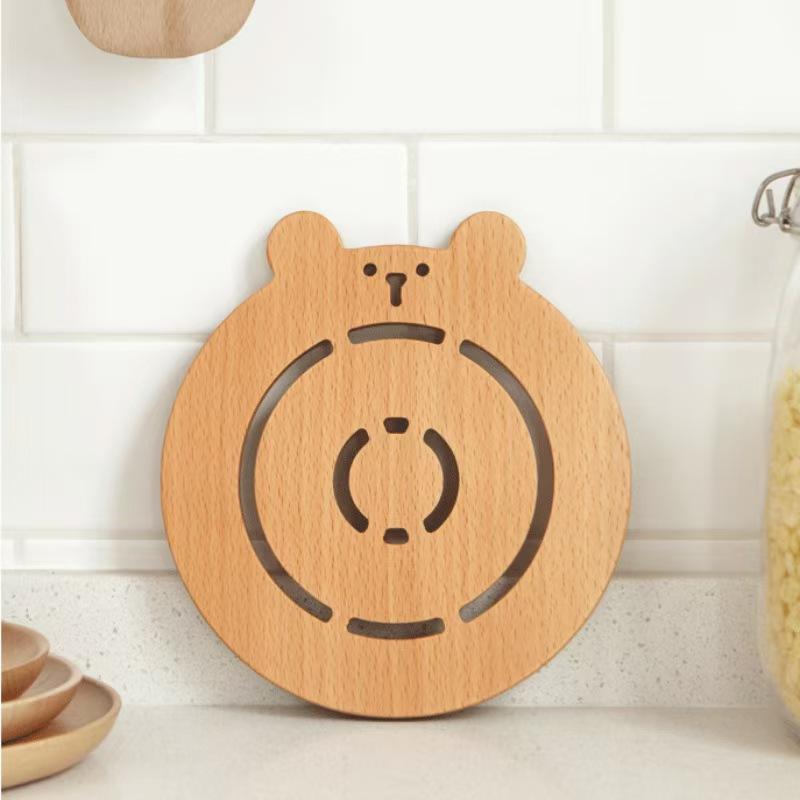 木製 コースター かわいい カートゥーン 断熱パッド 鍋敷き カップ置き 実木 多用途(x200)