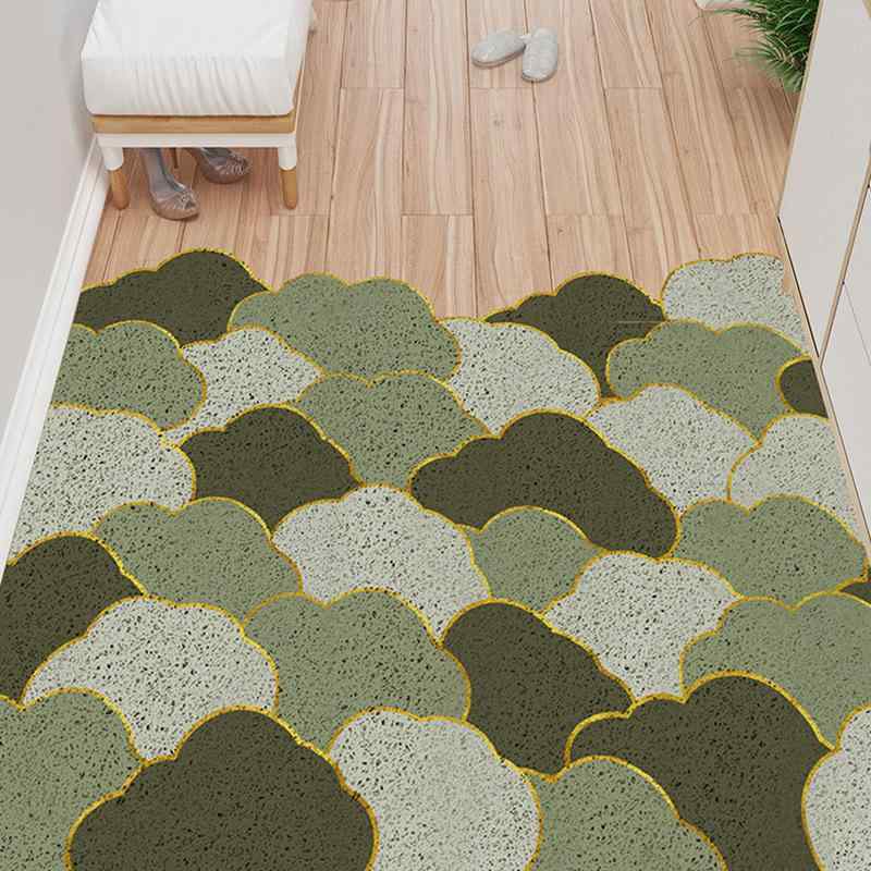 マット カーペット 玄関マット 幾何学模様 植物柄 洗える ズレ防止 PVC 45*75 横版 カット可能 リビン..