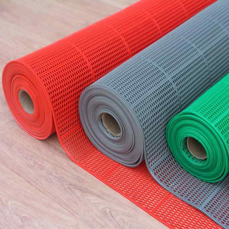 マット 浴室用マット キッチンマット PVC製 透水性 穴あきカット 滑り止め 正方形 無地 レッド グレー グリーン 透明 幅90cm 幅120cm 幅160cm 手洗い可能(x2)(3)