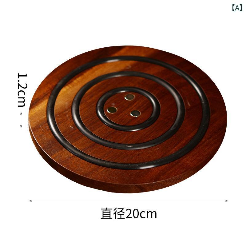 鍋敷き 木製 耐熱 テーブルマット 磁石付き 鍋 フライパン 断熱 キッチン用品 実木 丸形 金合歓木色