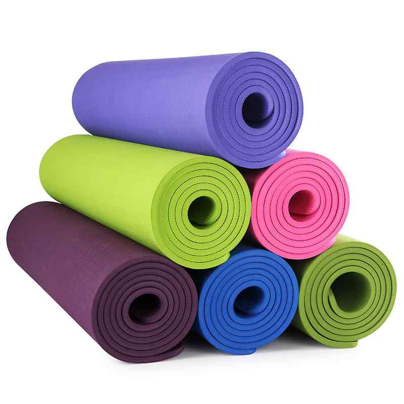 ヨガマット TPE 無味 防滑 運動 フィットネス トレーニング エクササイズ 183cm×61cm 深青 紫 桃色 緑 ..