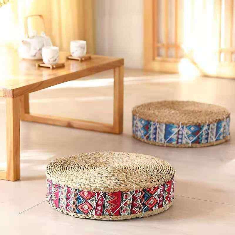 座布団 蒲草 ヨガ 瞑想 畳 厚め チェアパッド チェアクッション フロアクッション 直径40cm 直径45cm ..