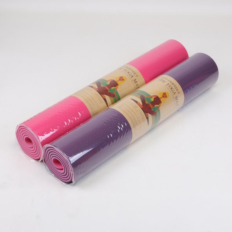ヨガマット レディース 厚手 ワイド 滑り止め トレーニング エクササイズ 大判 8mm TPE ストレッチ 深紫色 ローズレッド