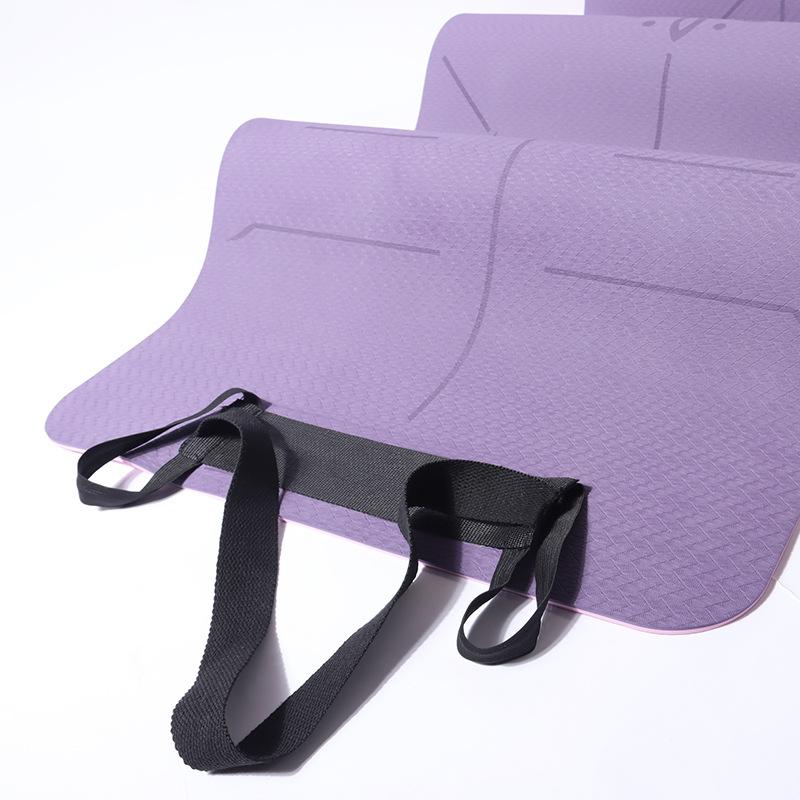 ヨガマット 男性用 二層構造 TPE 滑り止め 厚手 幅広 ポータブル ジム エクササイズマット 持ち運び ス..