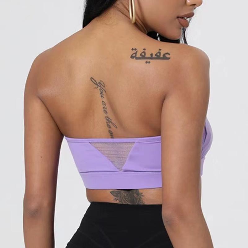 ヨガウェア レディース スポーツブラ 速乾 ノンショルダートップス ブラパッド フィットネス トレーニング ランニング 吸湿性 ストレッチ性 パープル ブラウン グレー ブラック S M L XL