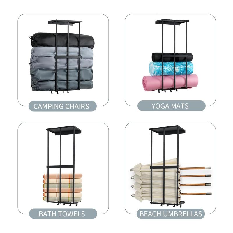 アウトドア バッグ ラック 壁掛け ヨガマット 収納ラック 簡易 浴室 タオル掛け バックパック ハンガー..
