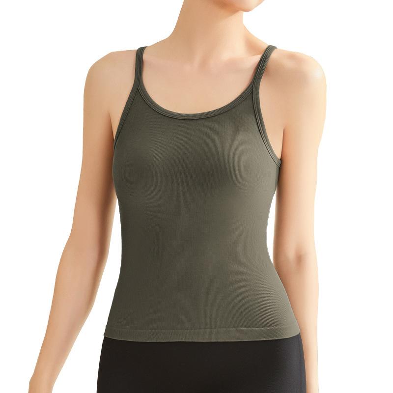 ヨガウェア レディース スポーツブラ カップ付き 一体型 トップス ブラトップ ノースリーブ 吸湿速乾 ..