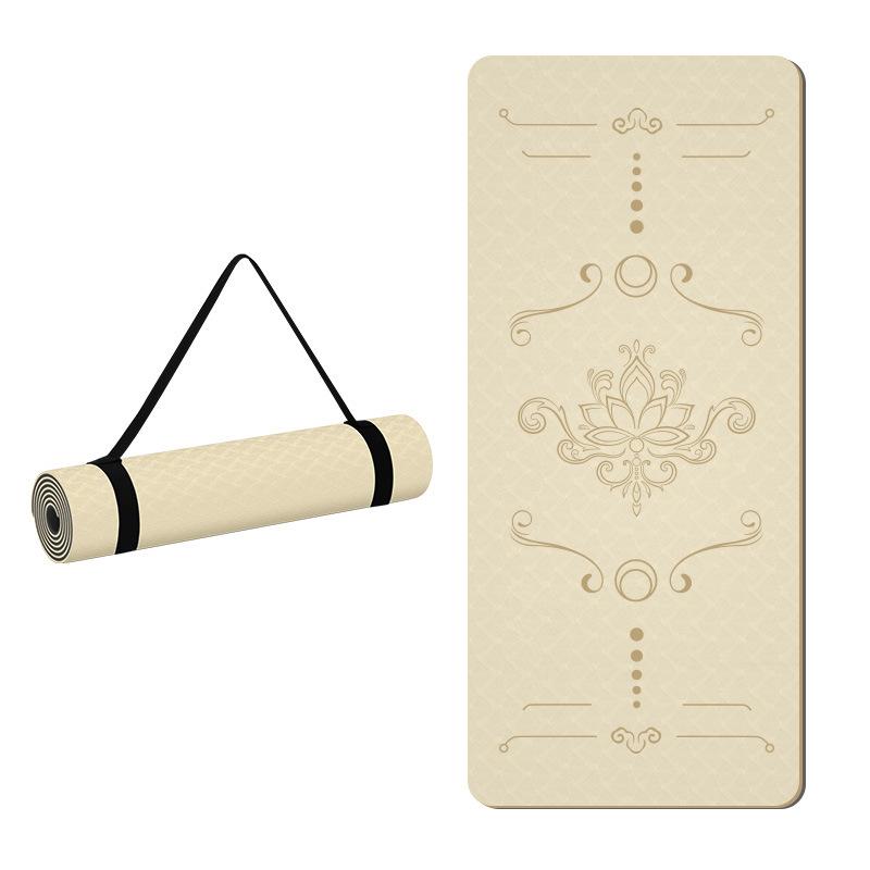 ヨガマット 大判 幅広 TPE 厚手 滑り止め トレーニングマット エクササイズマット 8mm 10mm 杏白 藕紫..