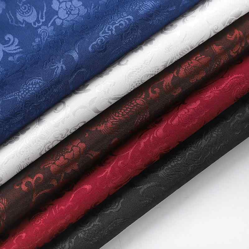 生地・布地 ポリエステル 龍柄 ジャガード織 唐装 漢服 チャイナドレス コスプレ 衣装 舞台衣装 白 黒 ..