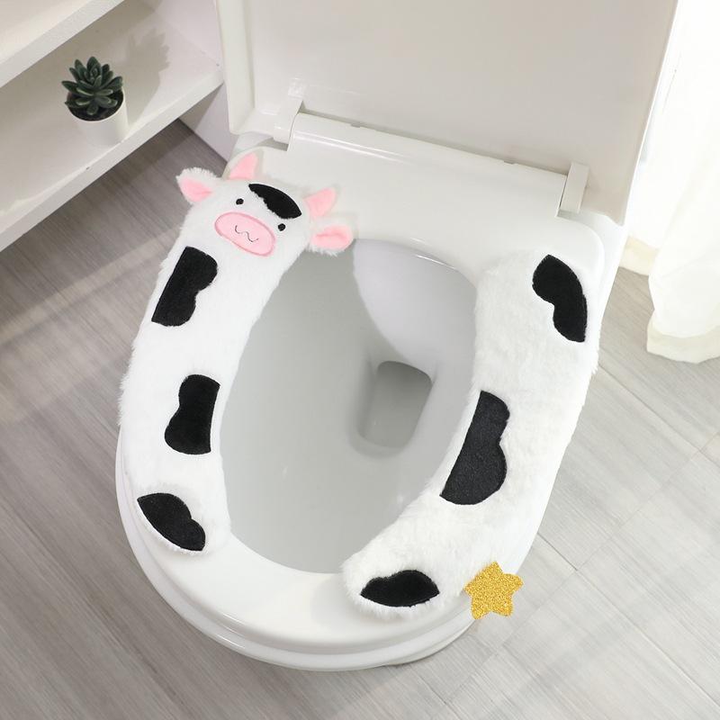 トイレ用品 トイレマット かわいい 便座シート パッド ぬいぐるみ 貼り付け式 汎用 接触冷感 ふわふわ(..