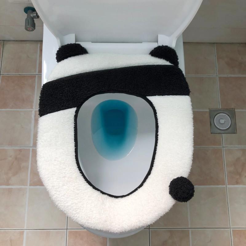 トイレ用品 トイレマット 便座カバー パンダ かわいい 冬 暖か ふわふわ 粘着シート(x2)