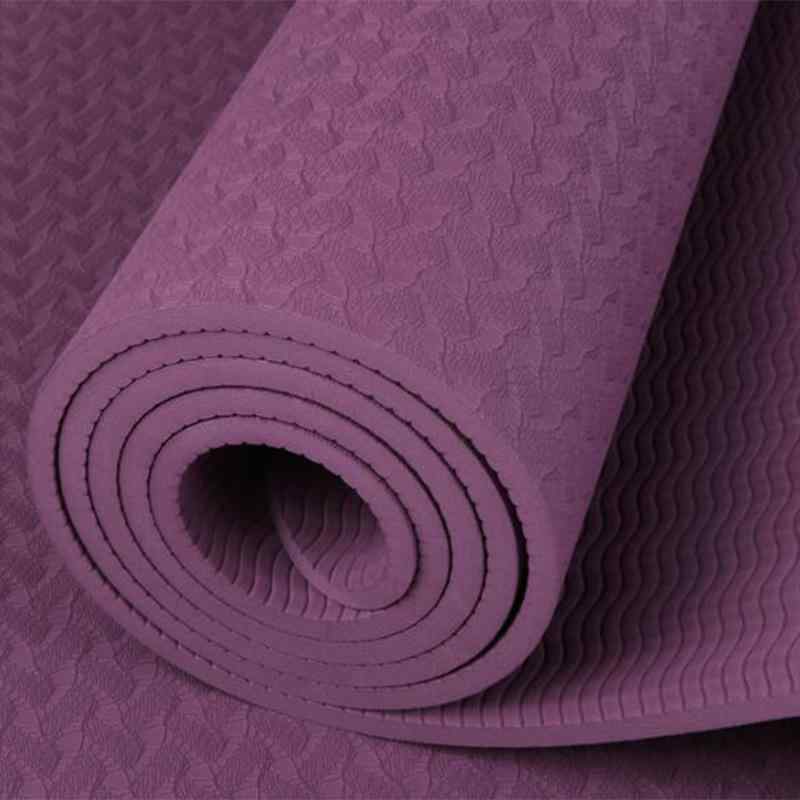 ヨガマット 厚手 TPE エクササイズマット トレーニングマット 滑り止め 軽量 183cm×61cm ダークパープ..