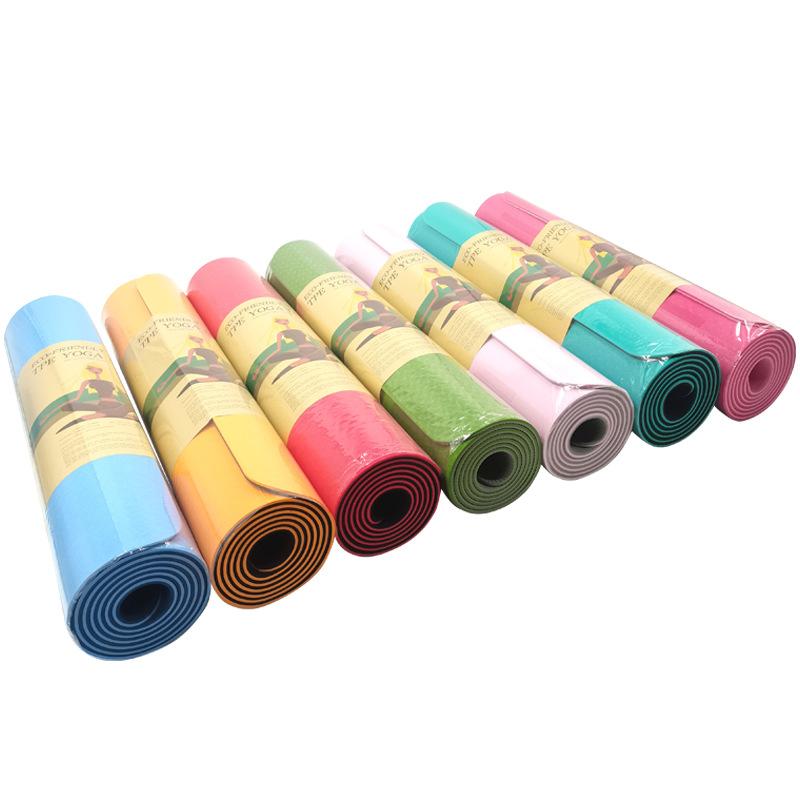 ヨガマット レディース メンズ TPE素材 6mm/8mm エクササイズマット トレーニングマット ダブルカラー ..