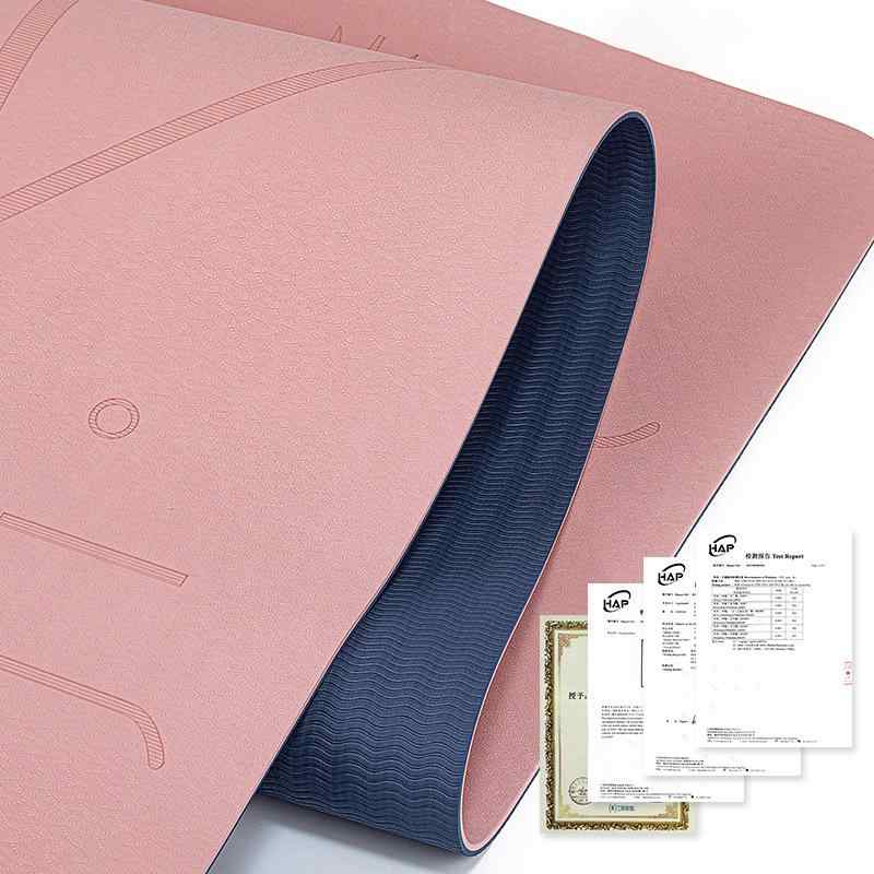 ヨガマット TPE 厚手 幅広 クッション性 ダンス 防滑 ヨガ 自宅 腹筋 トレーニング 深青 浅青 ピンク系..