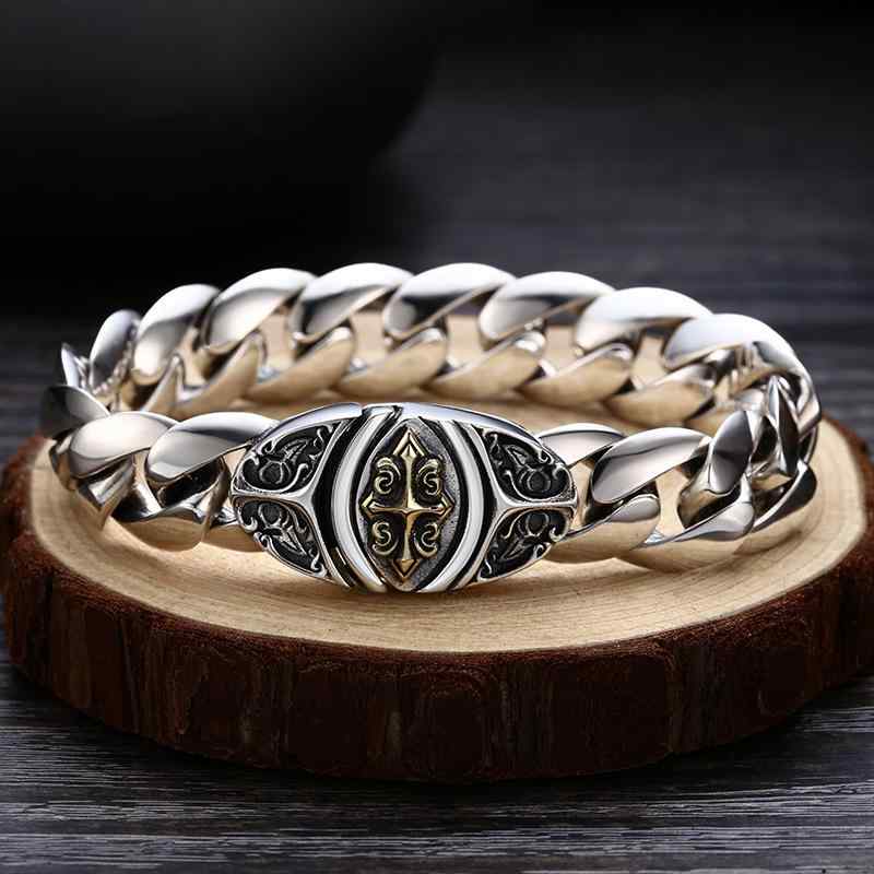 ブレスレット 男性用 朋克 タンクチェーン シルバーチェーン ヒップホップ レトロ 男女兼用