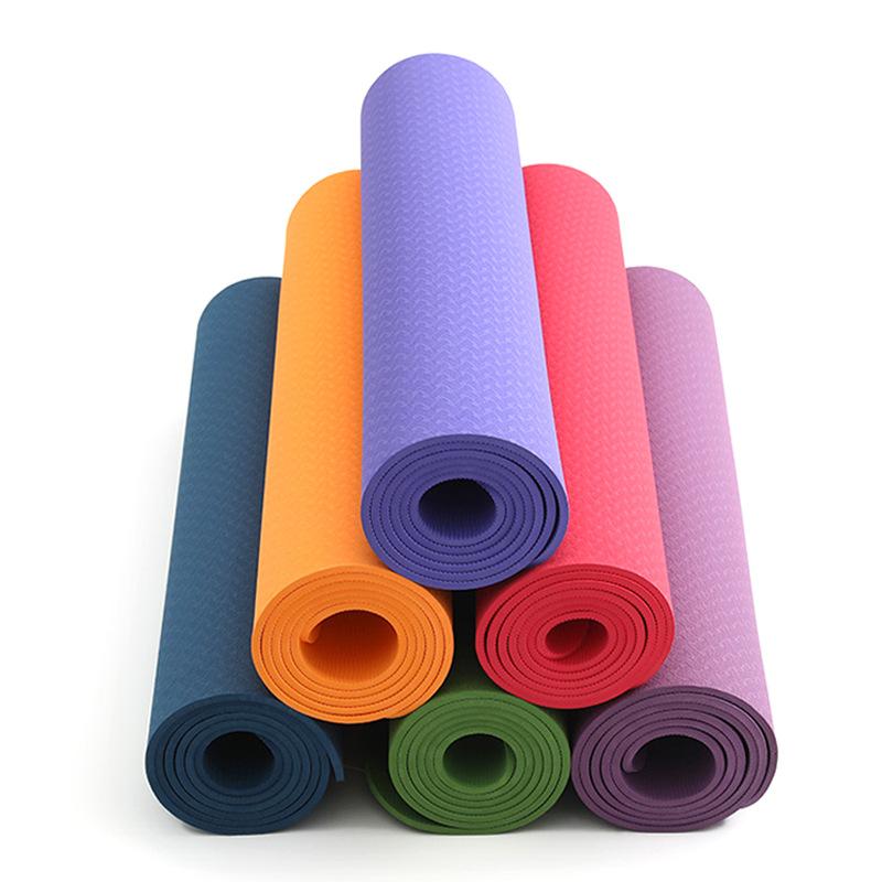 ヨガマット レディース メンズ TPE製 滑り止め 衝撃吸収 防音 トレーニング エクササイズ フィットネス..