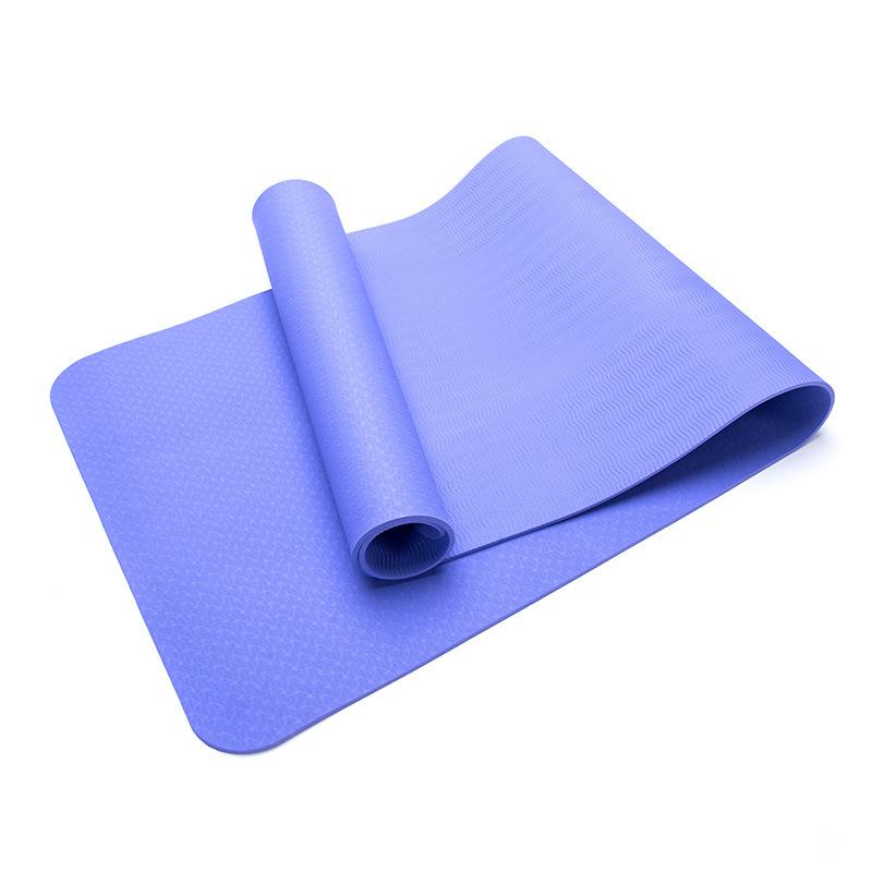 ヨガマット TPE製 レディース メンズ エクササイズマット トレーニングマット 6mm 防音 滑り止め 体位線付き ピラティス ダンス ストレッチ 深青 浅青...
