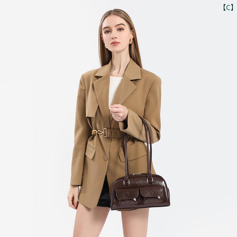 ボストンバッグ レディース 多ポケット オイルワックスレザー 通勤 手提げ 肩掛け 鞄 黒 赤 ワイン コ..