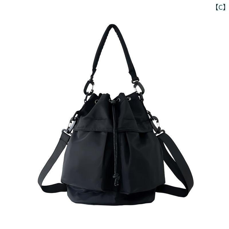 水桶型バッグ レディース ショルダーバッグ 巾着 ナイロン 手提げ 鞄 斜めがけ 軽量 カジュアル 旅行 通勤 ミントグリーン