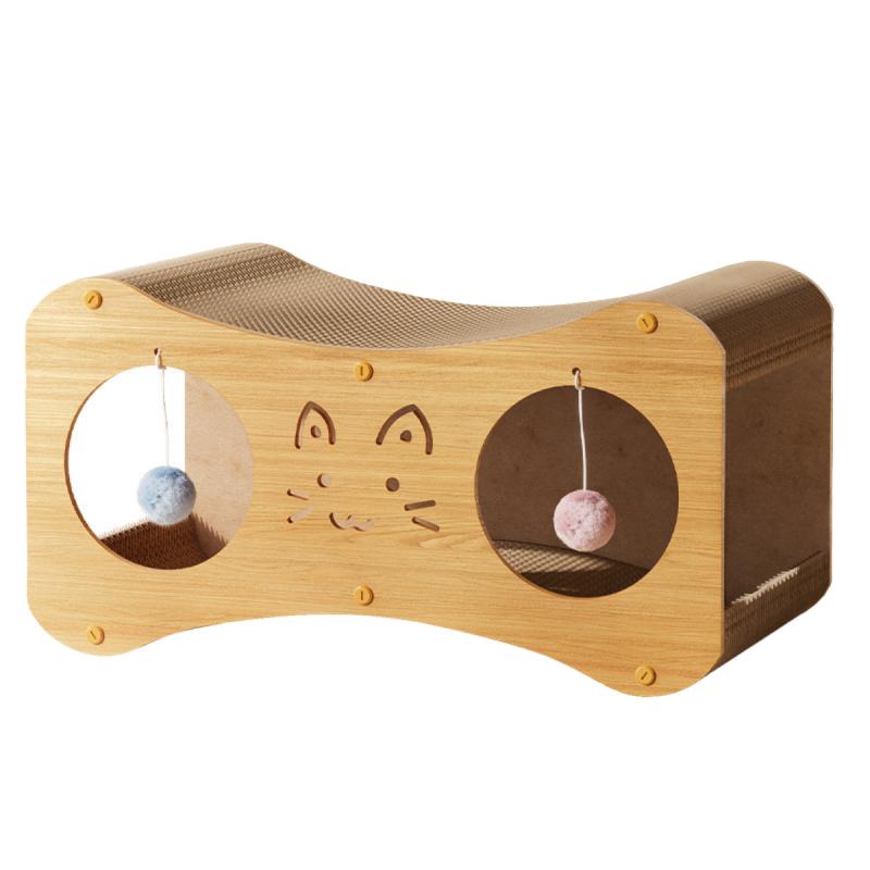 猫 爪とぎ 猫ハウス 据え置き型 耐久性 爪磨き 猫用おもちゃ 二層 猫の家 猫用品 木製(x2)