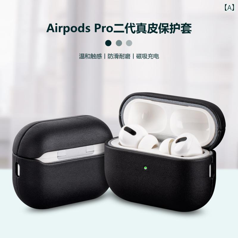 AirPods Pro3 ケース メンズ レディース イヤホン 保護ケース カバー 革 レザー 全面保護 耐衝撃 落下防止 傷防止 おしゃれ ブラック オレンジ ブラウン ブルー グリーン(x50)
