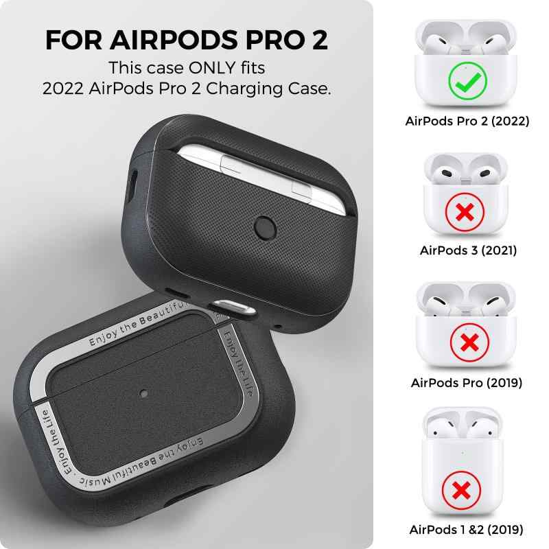 AirPods Pro 2 ケース TPU アルミ合金製 ブラック 落下防止 ダブルストラップ付き イヤホンケース(x30)