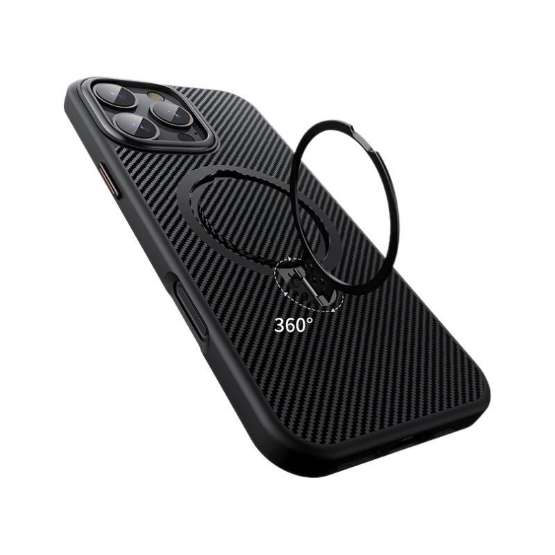 スマホケース iPhone17Promax iPhone16plus 炭素繊維 磁気 360度回転 スタンド機能 耐衝撃 防塵 指紋防止 ケブラー ブラック グレー