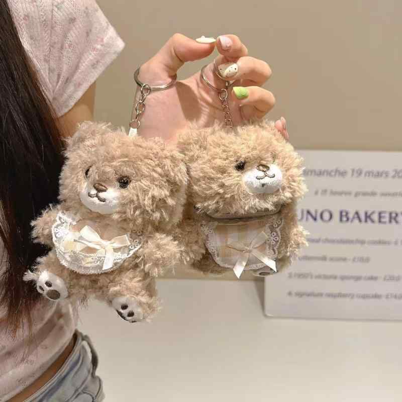 スマホケース AirPods 1/2/3/Pro/Pro2/4世代 かわいい 動物 キャラクター ソフトケース ふわふわ ベア クマ 熊 ストラップ付き