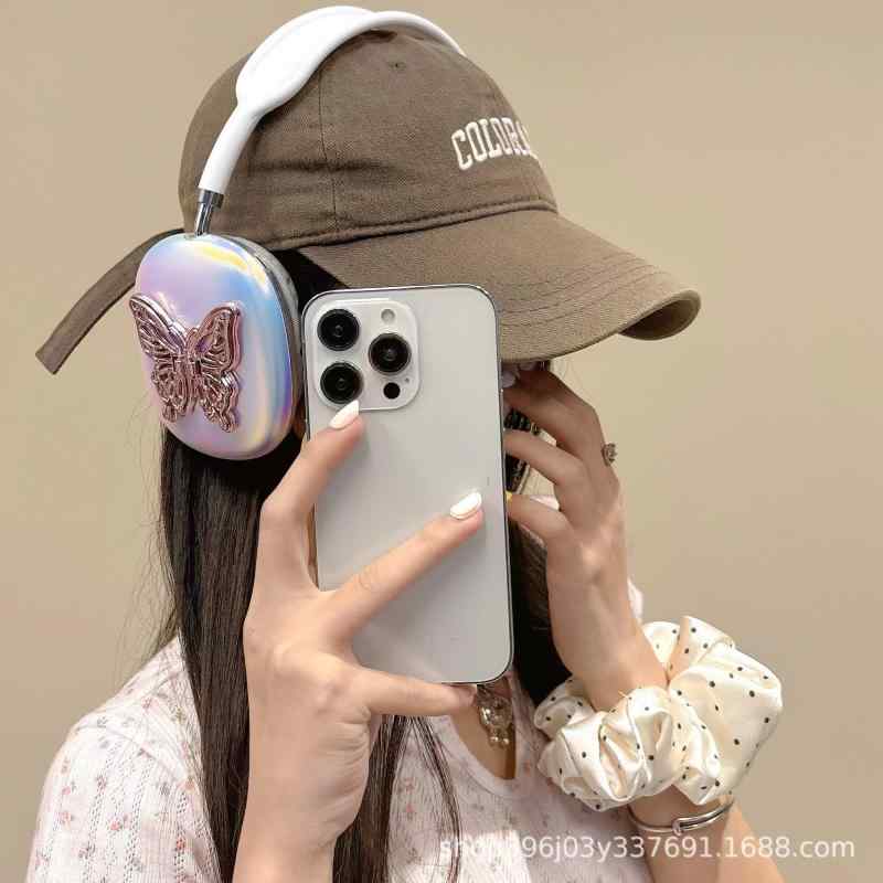 AirPods Max ケース ヘッドホン カバー TPU ソフトケース 全面保護 格子柄 電気メッキ レーザー 波模様