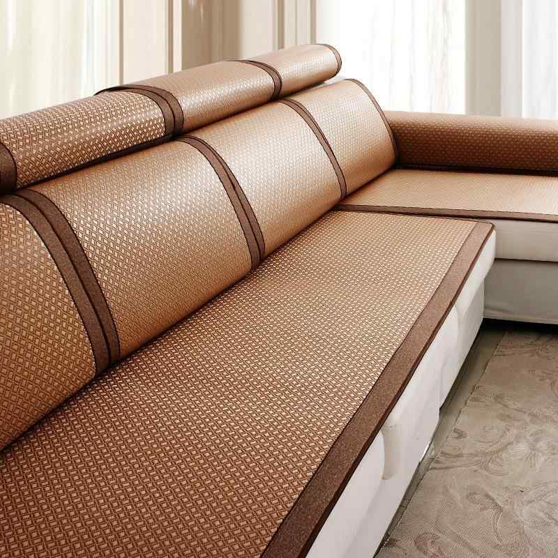 ソファカバー 汎用タイプ ソファパッド 夏用 涼感 籐製 滑り止め 四季適用 リビング 菱形柄 アイスグリーン クラシックブラウン アイスシルバー シルバー柄 アイスコーヒー アイスゴールド 70 140cm 70 120cm 80 80cm 60 60