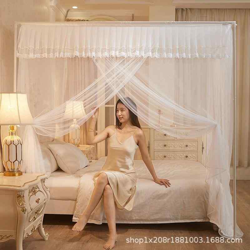 蚊帳 シングル セミダブル ダブル 花柄 レース フリル付き 虫除け 蚊よけ ネット 天蓋 カーテン 防虫 ..