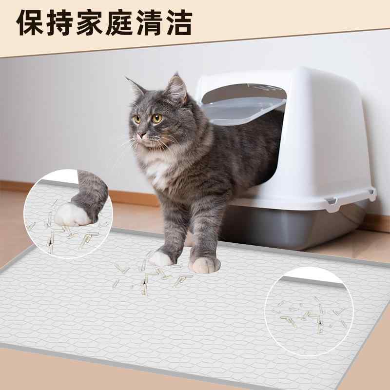 ペット 猫 砂 マット シリコン 猫砂取りマット 猫用 泥落としマット 防水 滑り止め 掃除簡単 グレー 大..