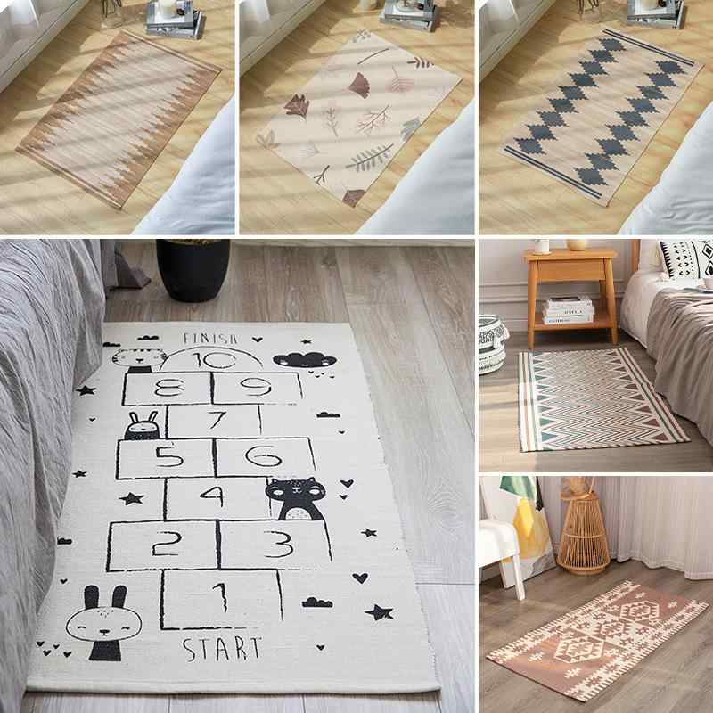 玄関マット ポリエステル 繊維 ラグマット 長方形 90x150 70x140 リビング ベッドルーム スタディルーム バルコニー 緑葉 回廊 格子柄 ヴァレン 跳び箱 幾何学模様 北欧 モダン(x35)(3)