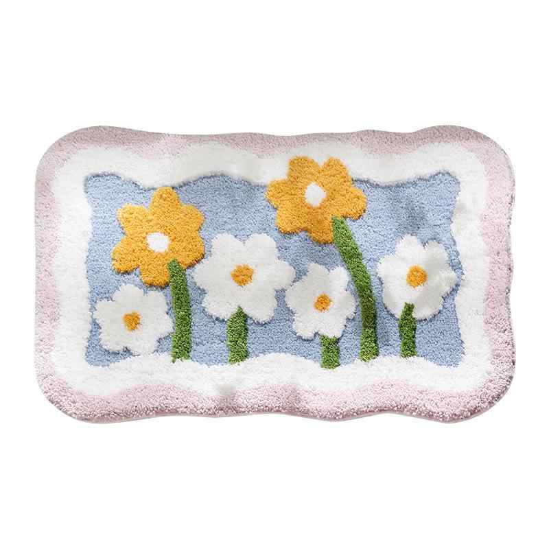 マット バスマット 玄関マット 厚手 吸水 滑り止め ポリエステル 寝室 リビング キッチン 浴室 花柄 フ..