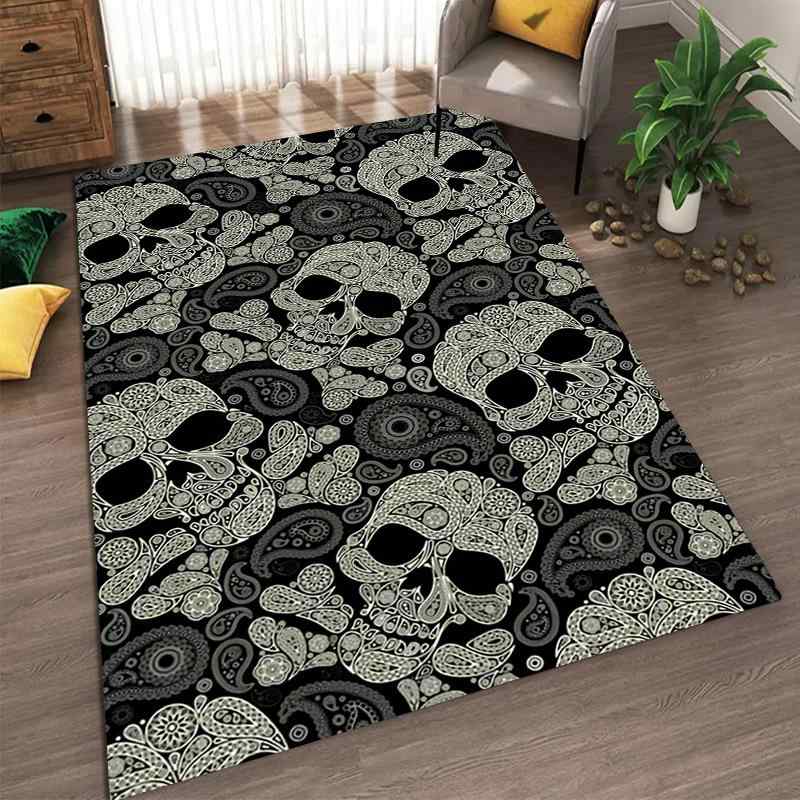 地毯 玄関マット ハロウィン ホラー スケルトン ポリエステル 洗える 床暖房対応 リビング ベッドルーム 120*160cm 140*200cm 160*230cm 180*250cm 200*300cm