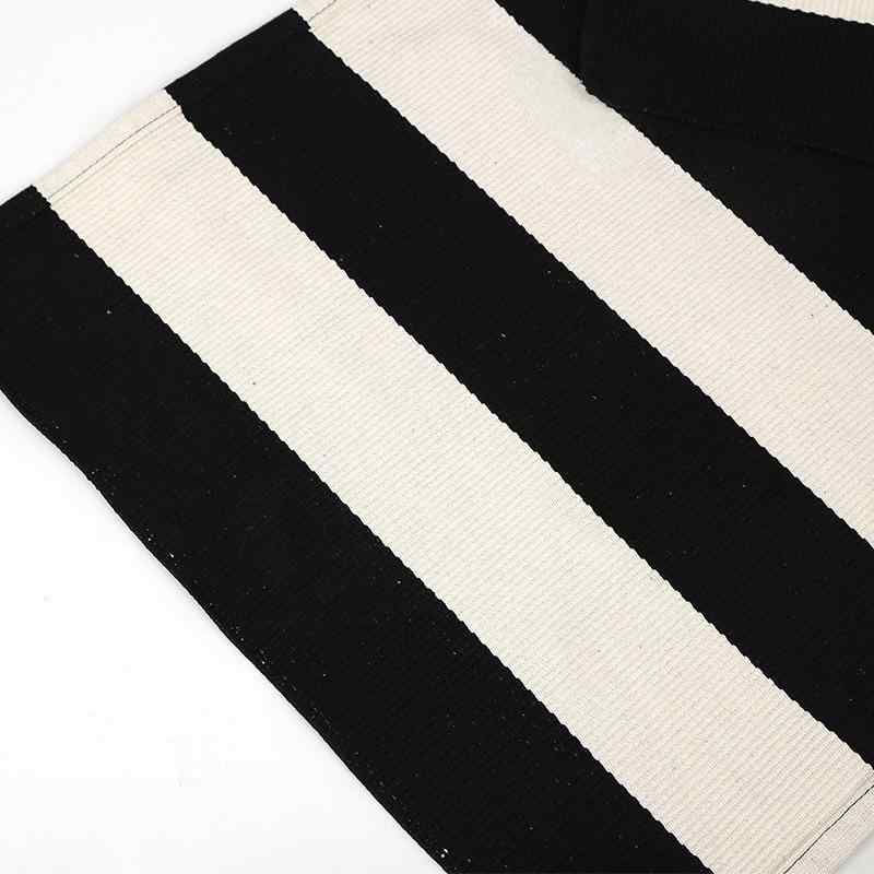 マット コットン リネン ストライプ ラグ カーペット 玄関マット 寝室 リビング ルーム フロアマット ..