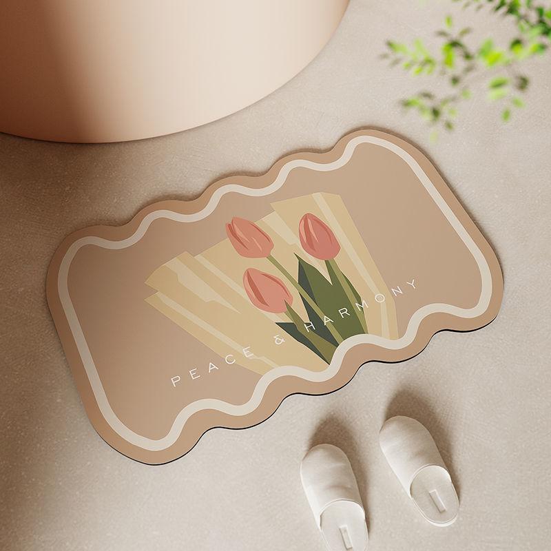 マット 浴室 レディース 珪藻土 吸水 速乾 ソフト 玄関マット ドアマット バスマット カーキ アプリコ..