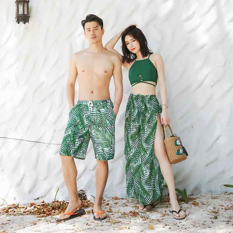 水着 レディース メンズ セパレート ビキニ 体型カバー 3点セット パンツ スカート付き リゾート 海水浴 プール 男性用 サーフパンツ ペア