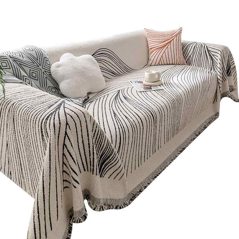 ソファ 豪華感 秋冬 厚手 防滑 ソファカバー 毛布 膝掛け 無地 幾何学模様 あったか 180cm 川流 桔 灰 米
