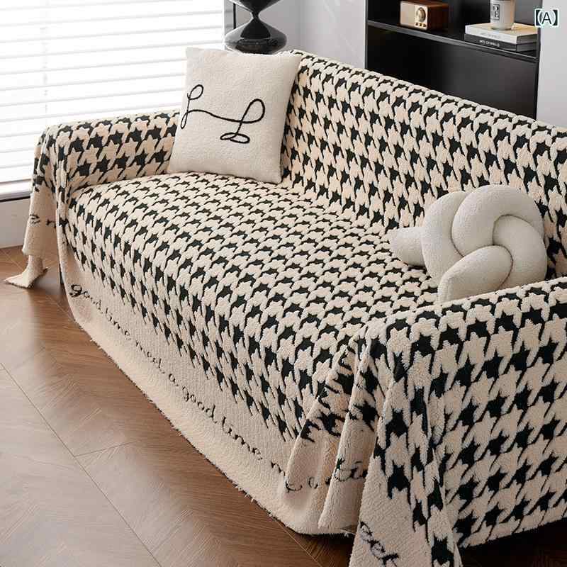 ソファ ソファカバー 厚手 シュニール織 全面カバー 三人掛け 肘付き 肘なし 防汚 滑り止め ソファパッド ソファー保護 傷防止 千鳥格子柄 [2]